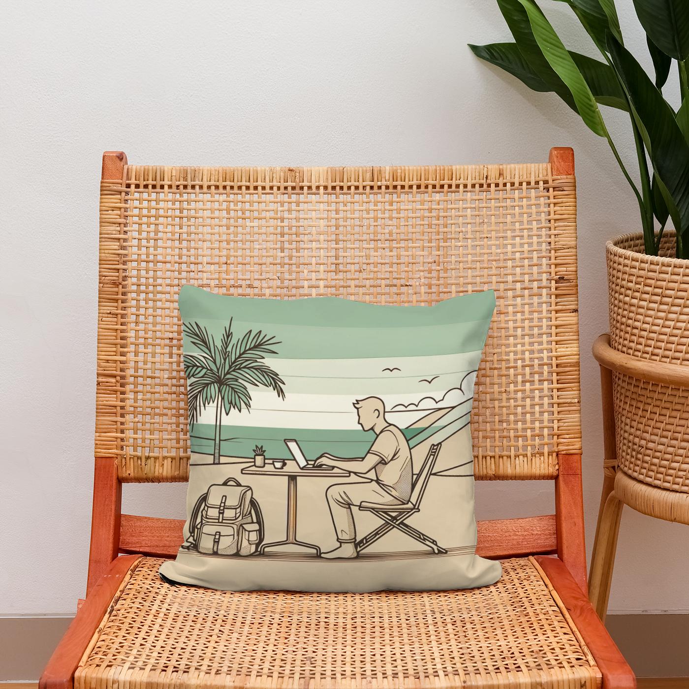 Nomadic Serenity Sketch Cotton Cushion