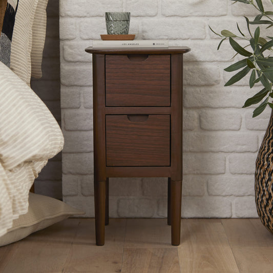 Norway Narrow Walnut Bedside Table