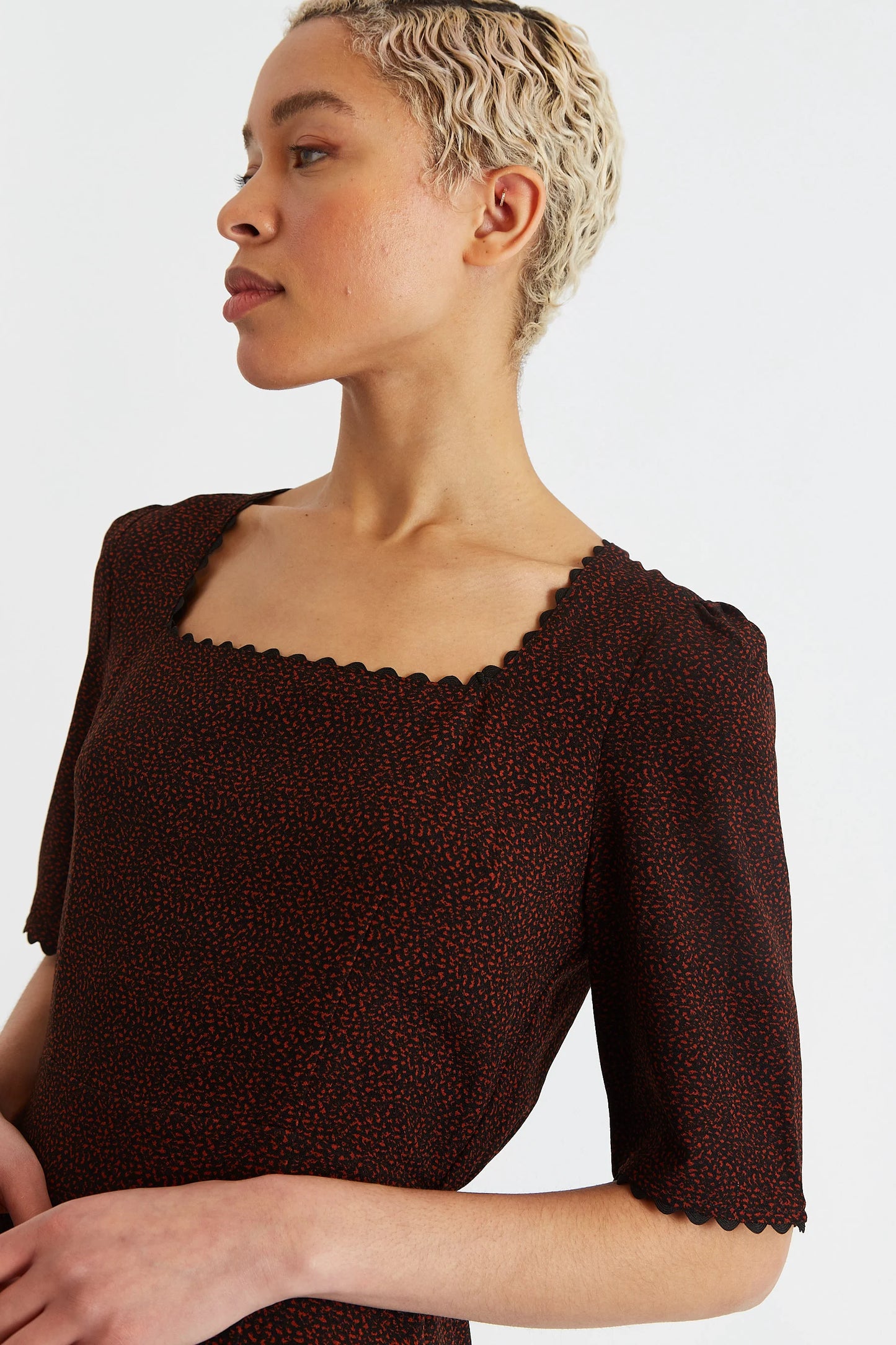 Nova Freckle Print Square Neck MIni Dress