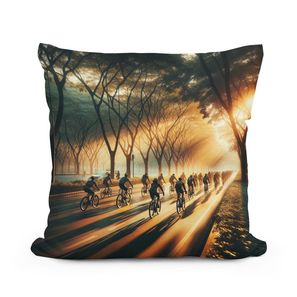 Golden Hour Cycle Summer Cotton Cushion