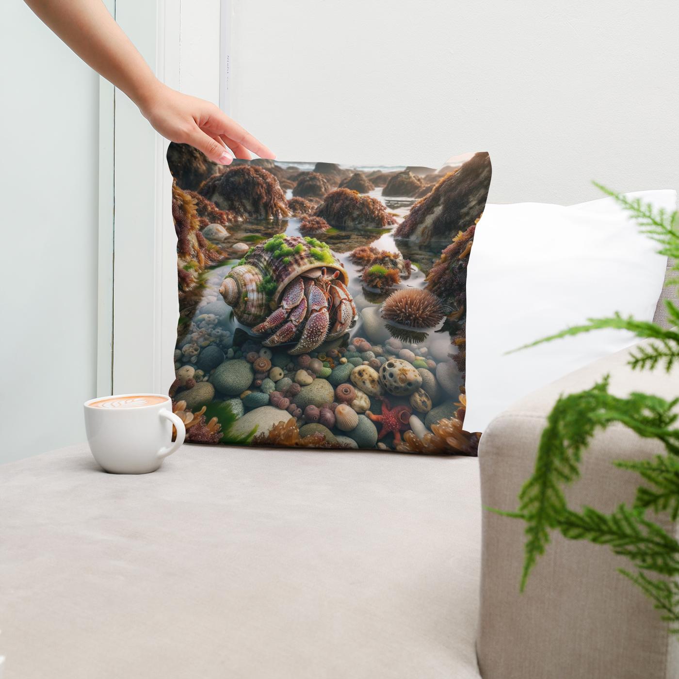 Tide Pool Hermit Crab Cotton Cushion