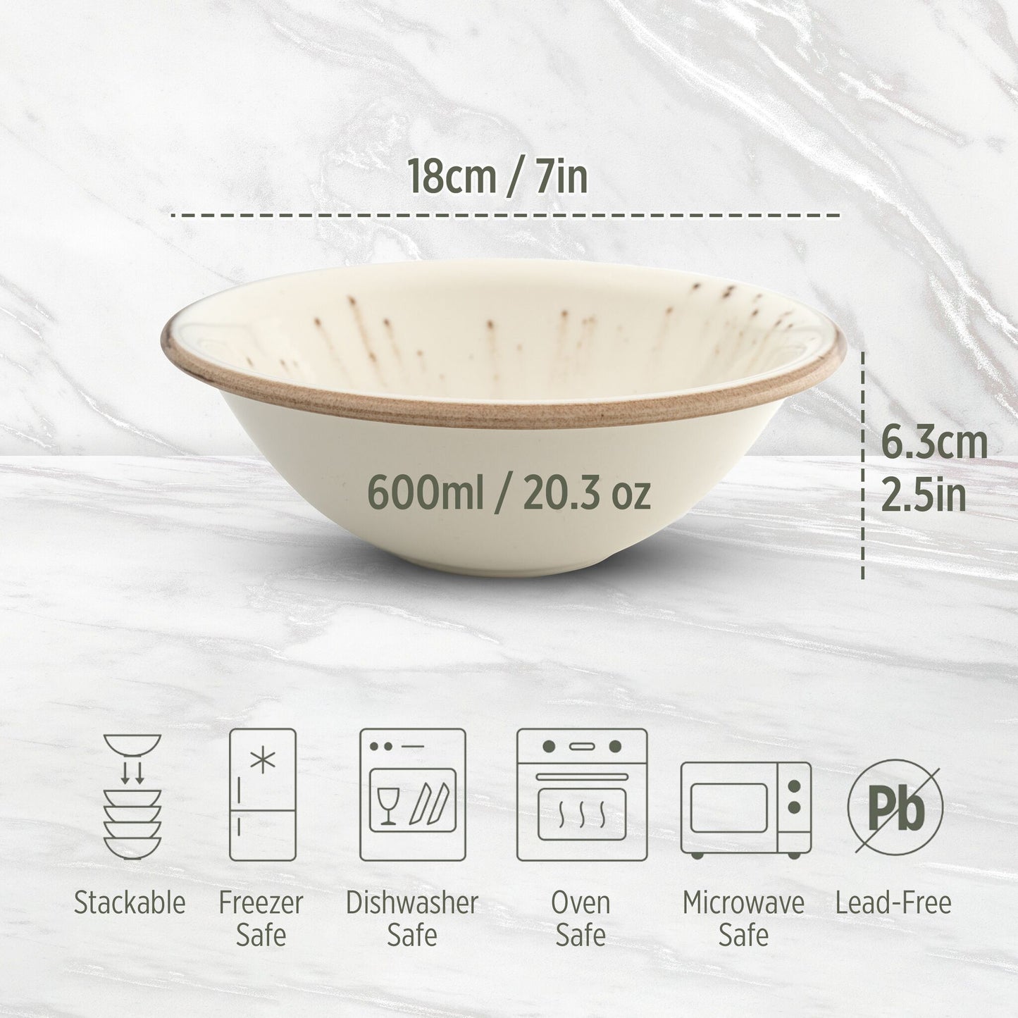 Porcelain Soup&Cereal Bowl – Morar, Sandstone – 18cm