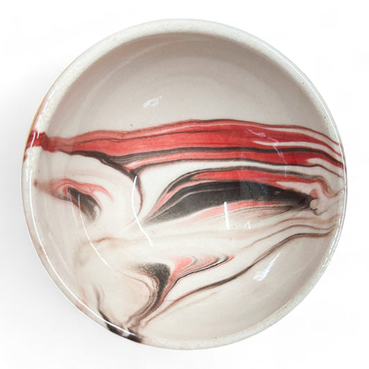 8 cm Handmade Bowl, Marble Red