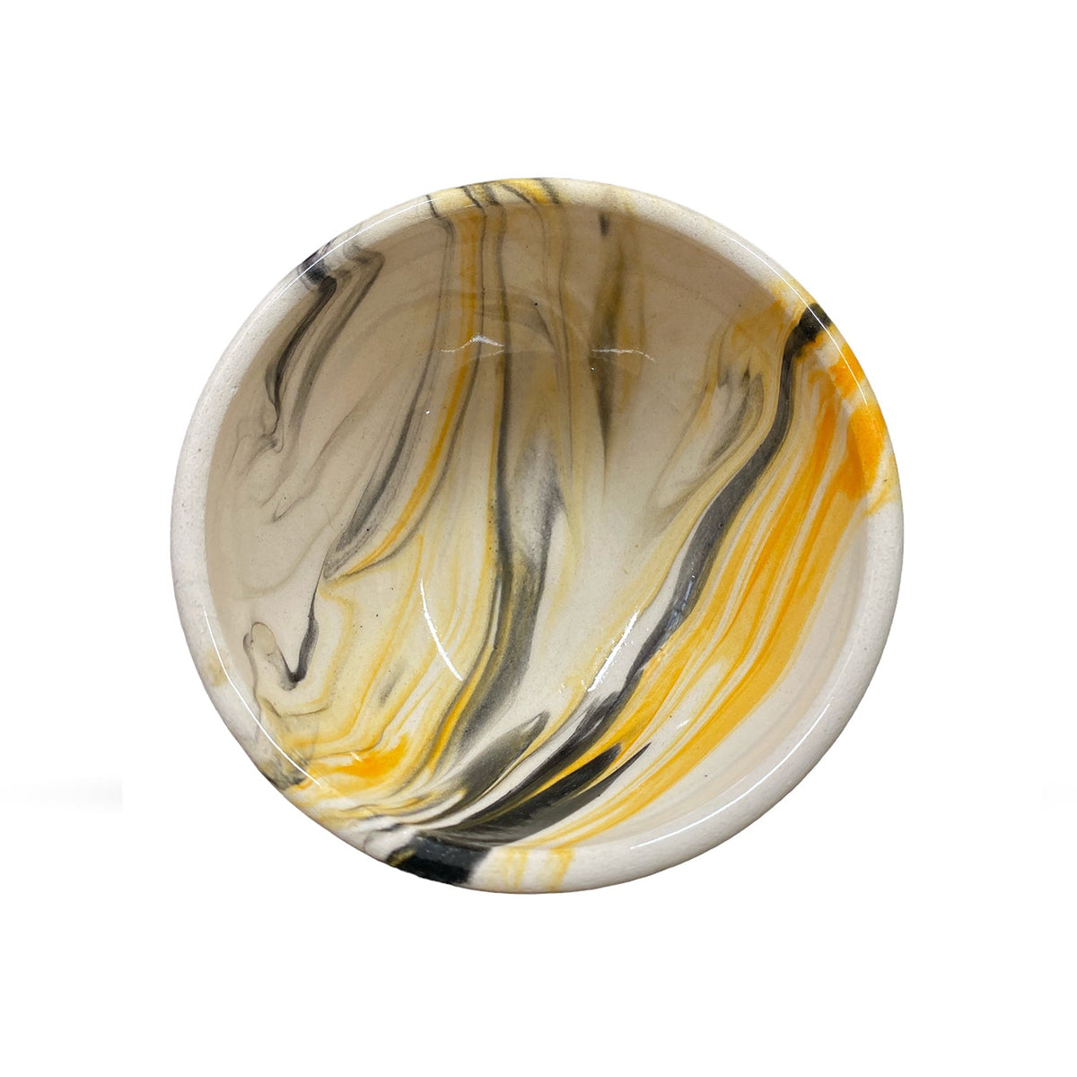 8 cm Handmade Bowl, Marble Yellow