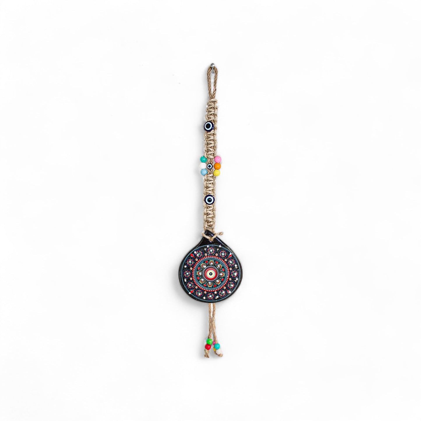 Handmade Ceramic Wall Decoration with Evil Eye, Black