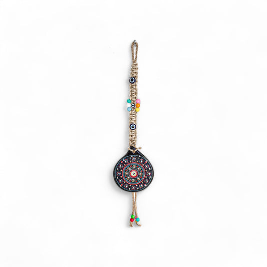 Handmade Ceramic Wall Decoration with Evil Eye, Black