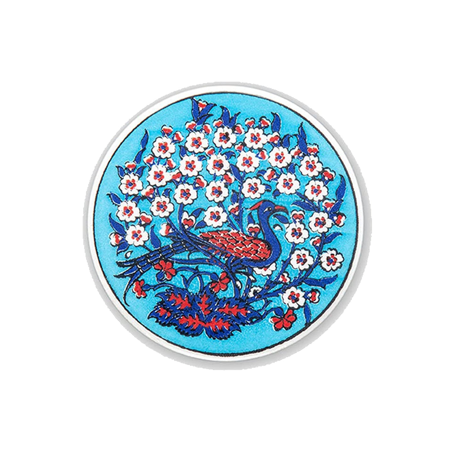 Set of 4 Ceramic Coasters – Iznik, Peacock Quartet – 10cm