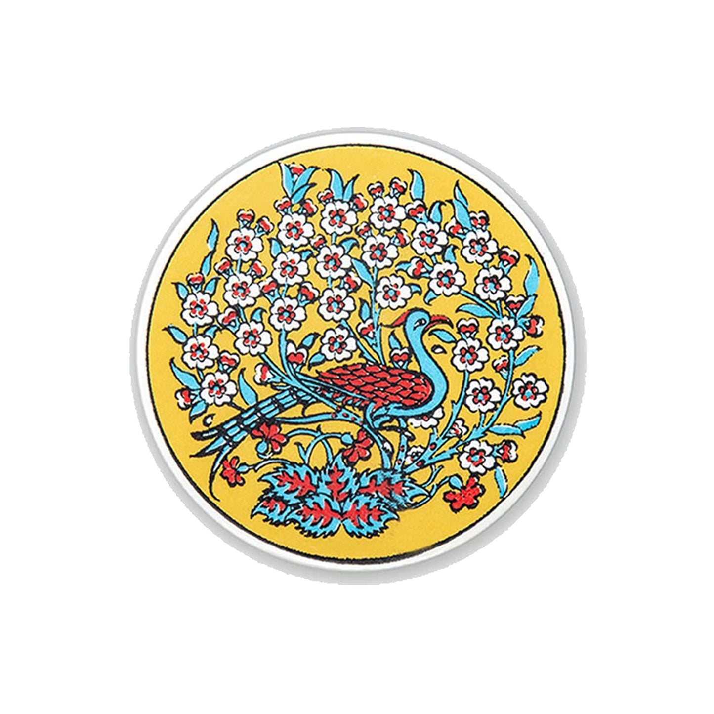 Set of 4 Ceramic Coasters – Iznik, Peacock Quartet – 10cm