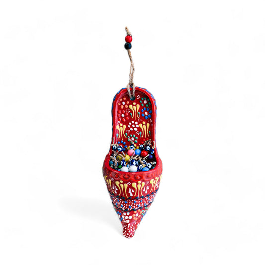 Handmade Ceramic Wall Decoration Slipper Red