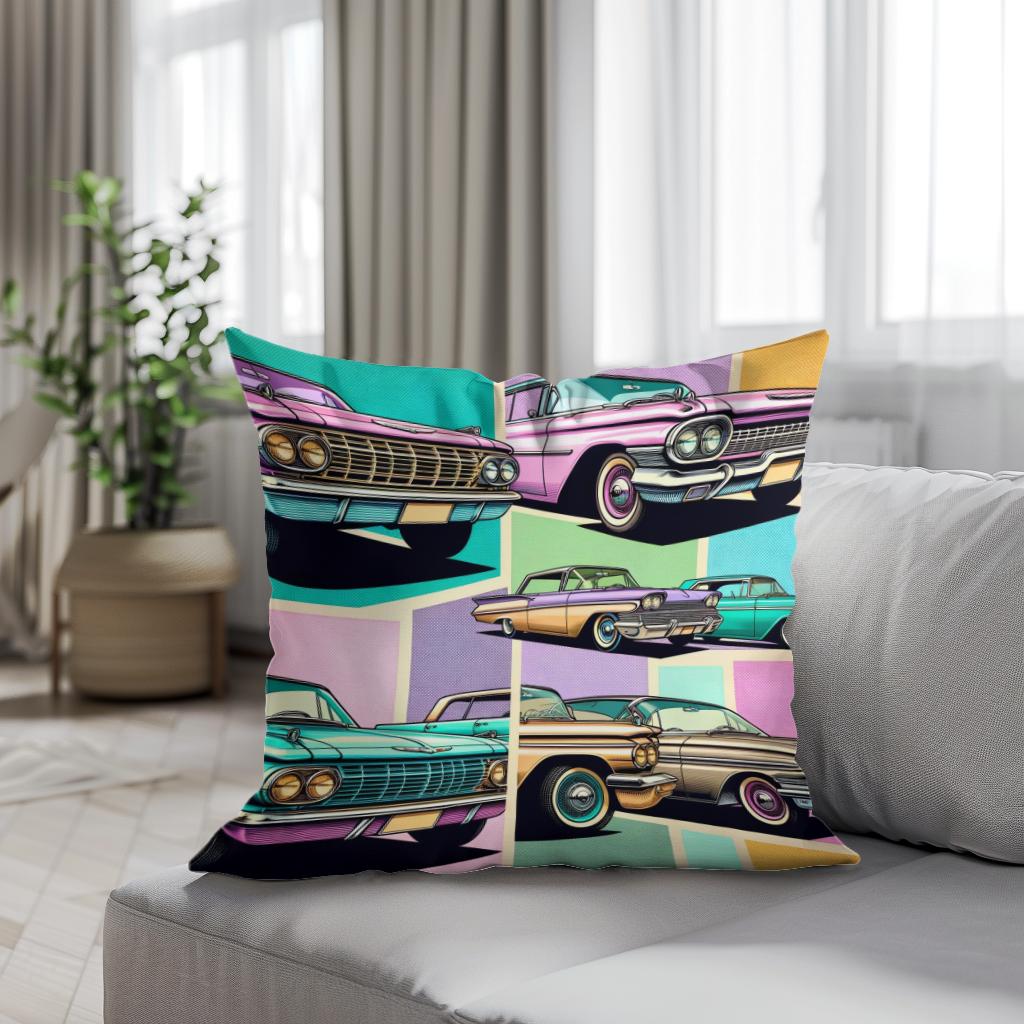 Pastel Pop Motors Cotton Cushion