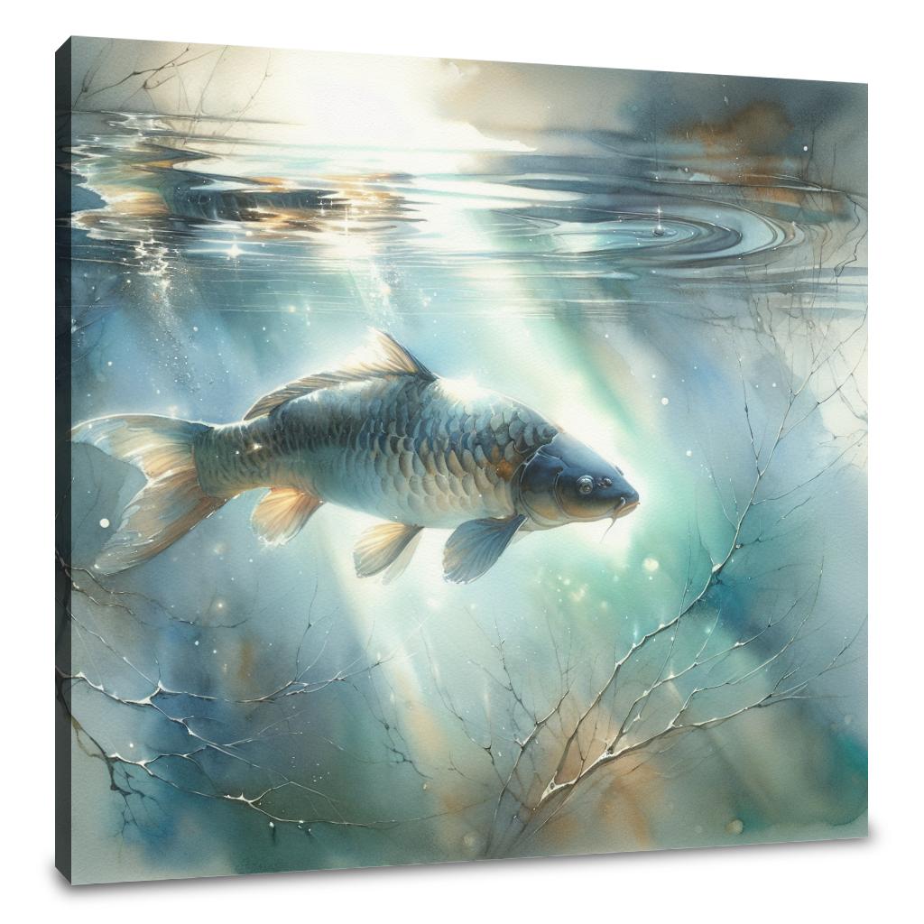 Solitary Carp Reflections Canvas