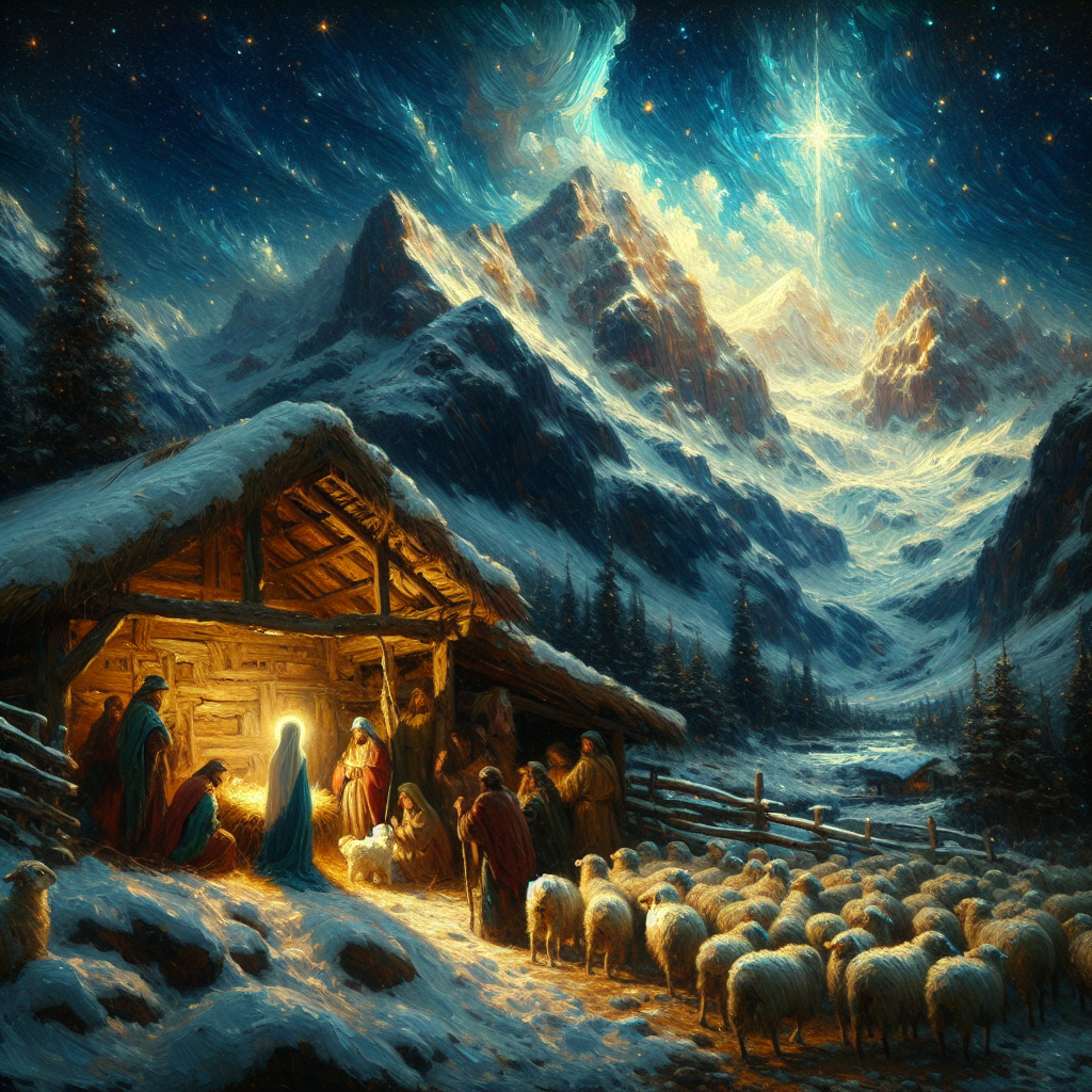 Nativity Serenity Mountain Canvas