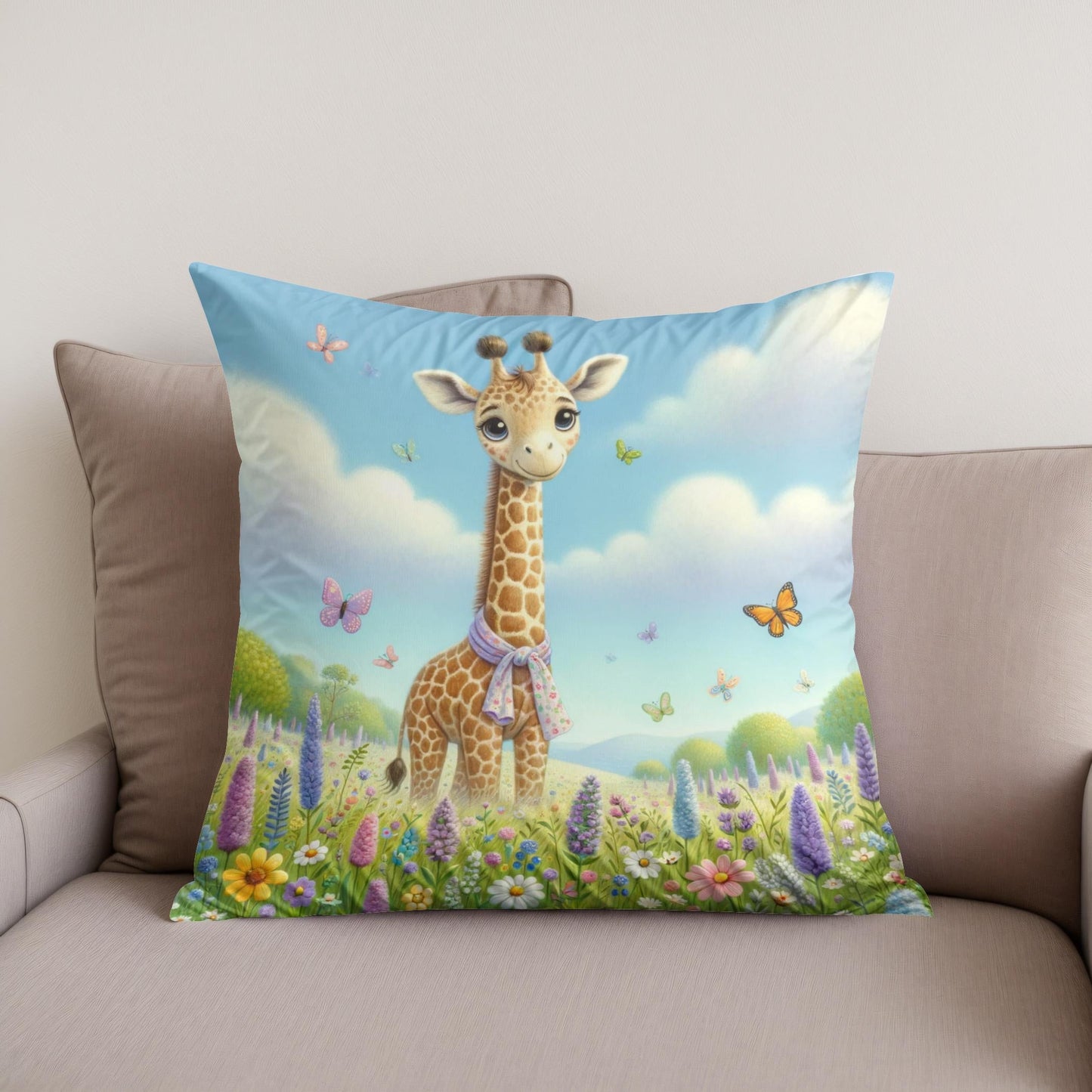 Giraffe Garden Cotton Cushion