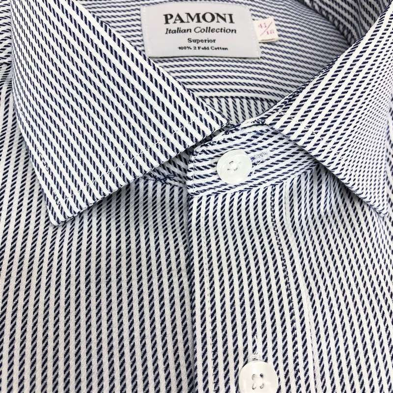 Navy Rope Stripe Slim Fit Shirt