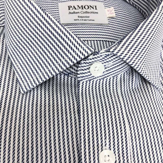 Navy Rope Stripe Slim Fit Shirt