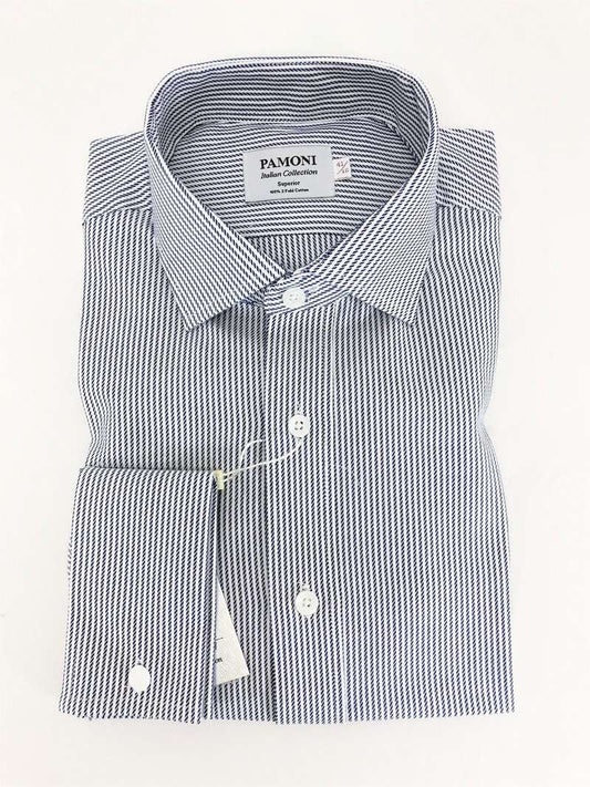 Navy Rope Stripe Slim Fit Shirt