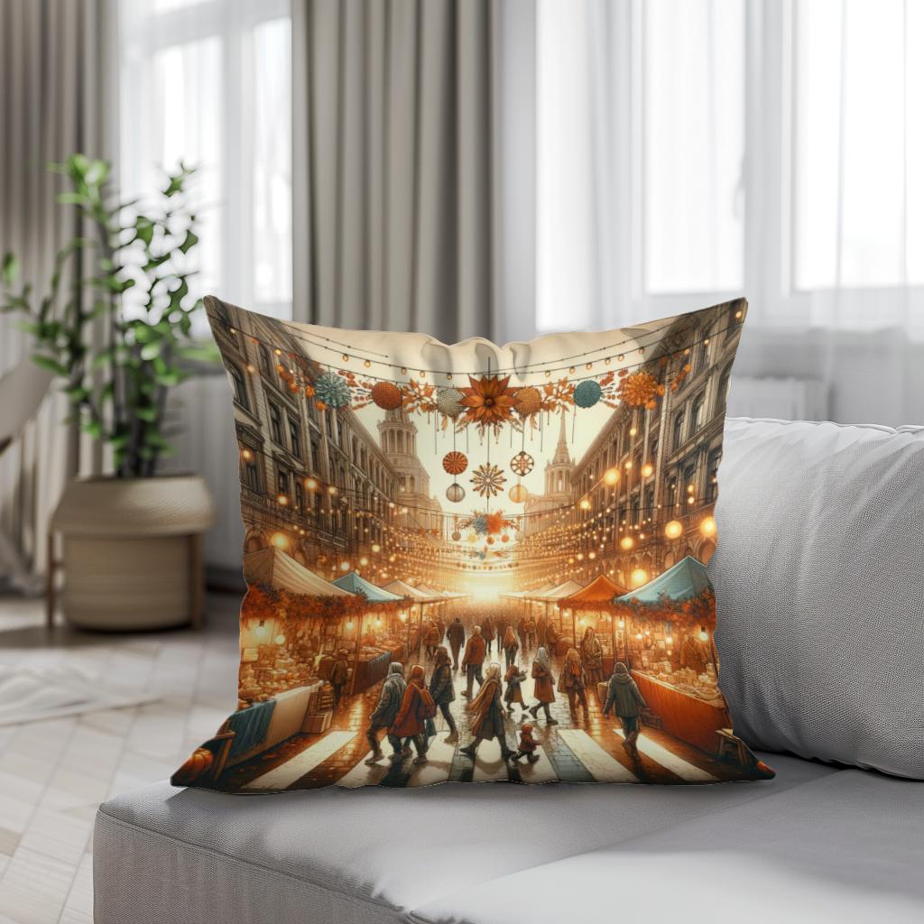 Autumn Festival Street Cotton Cushion