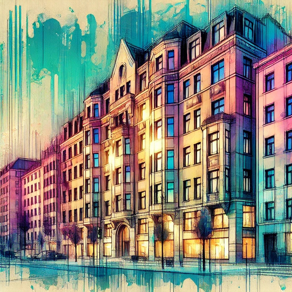 Neighbouring Buildings Harmony Canvas
