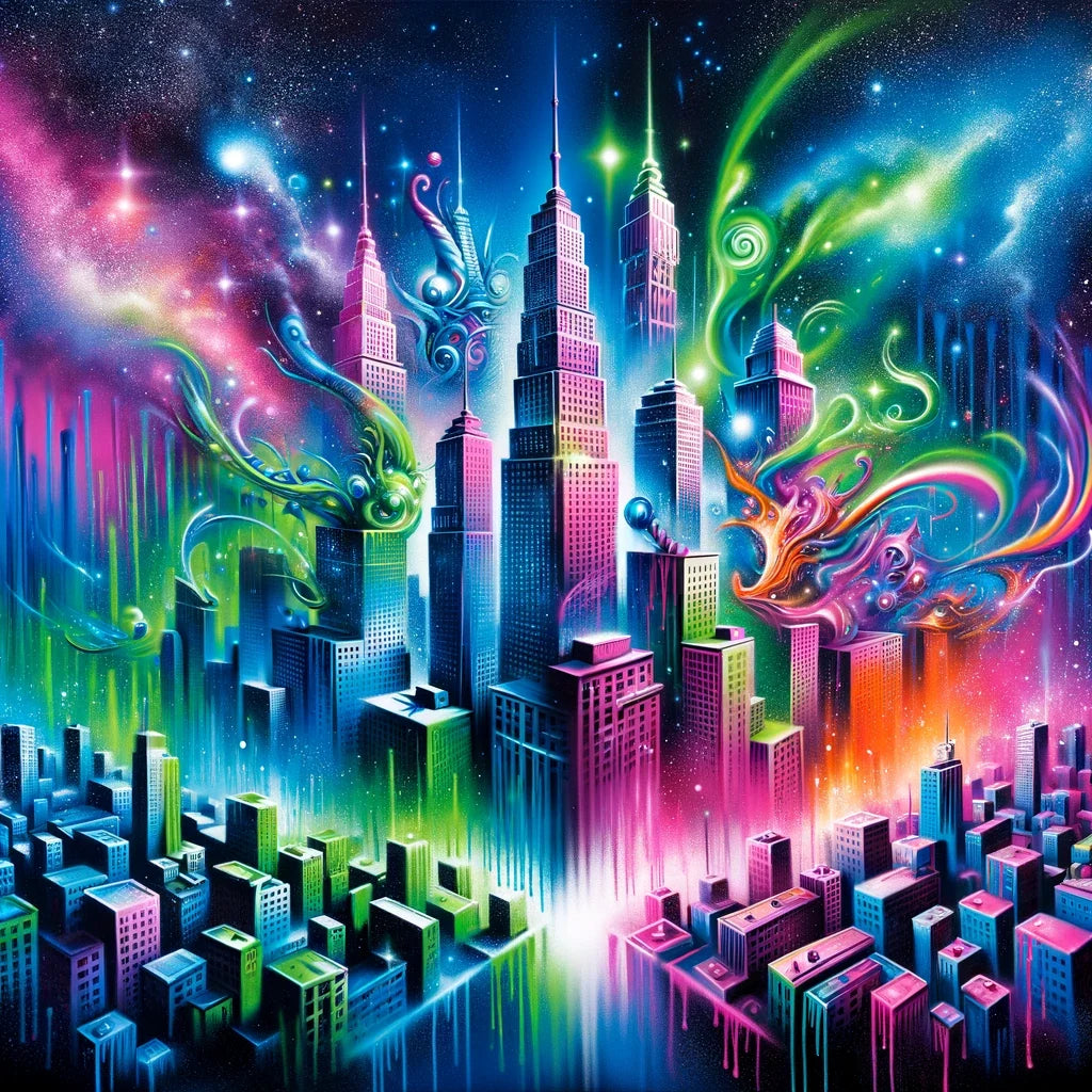 Neon Dreamscape Cotton Cushion