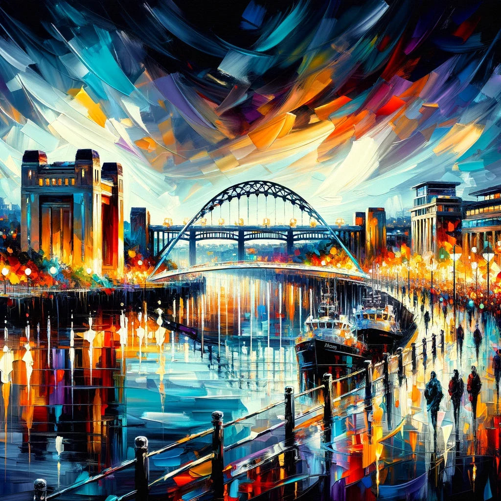 Newcastle Quayside Evening Vibrance Cotton Cushion