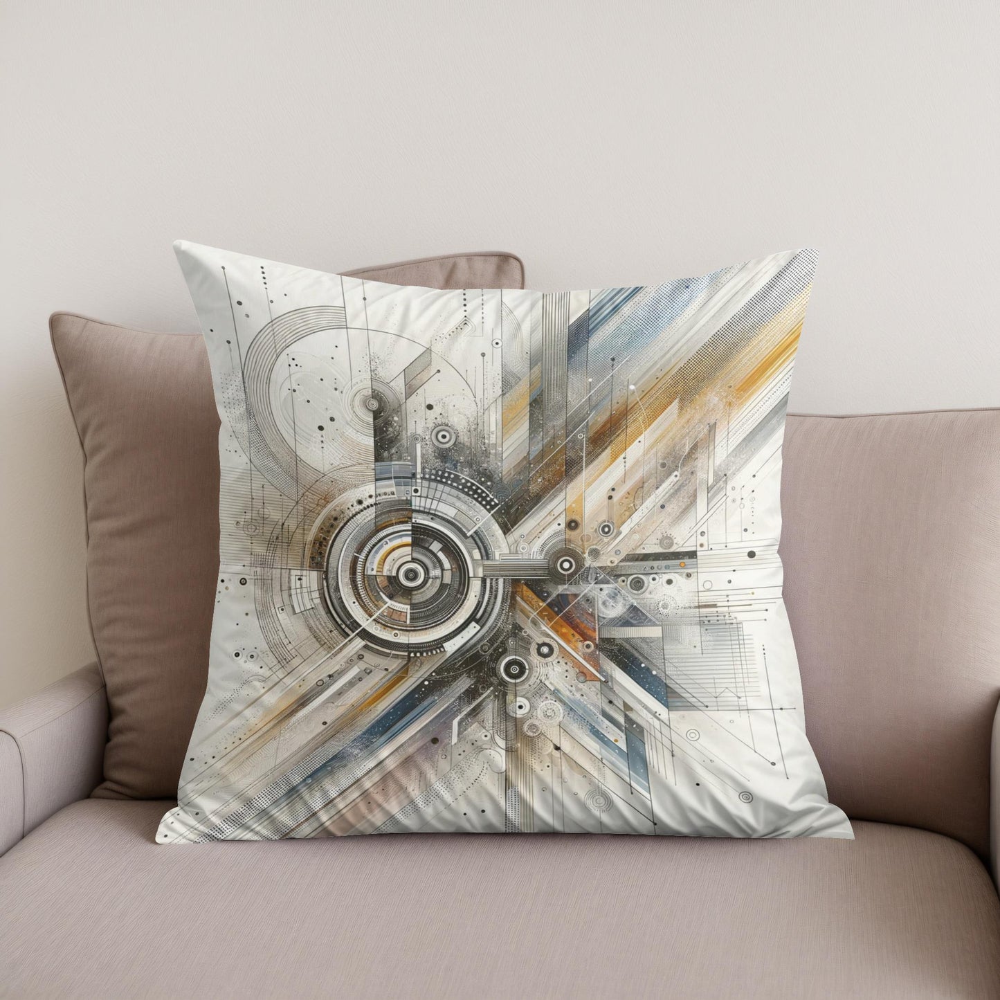 Lens of Time: Visions in Abstract Cotton Cushion
