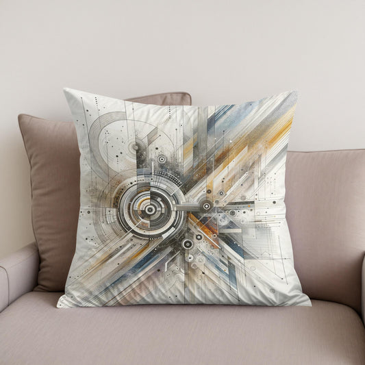 Lens of Time: Visions in Abstract Cotton Cushion