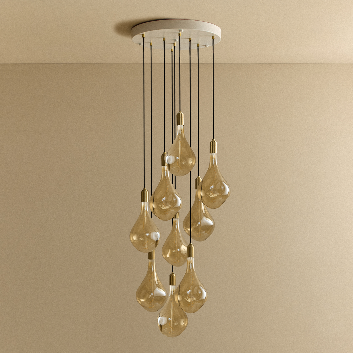 Nine Pendant in Brass + Voronoi III