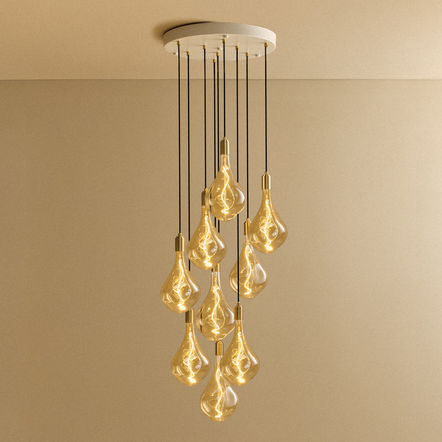 Nine Pendant in Brass + Voronoi III