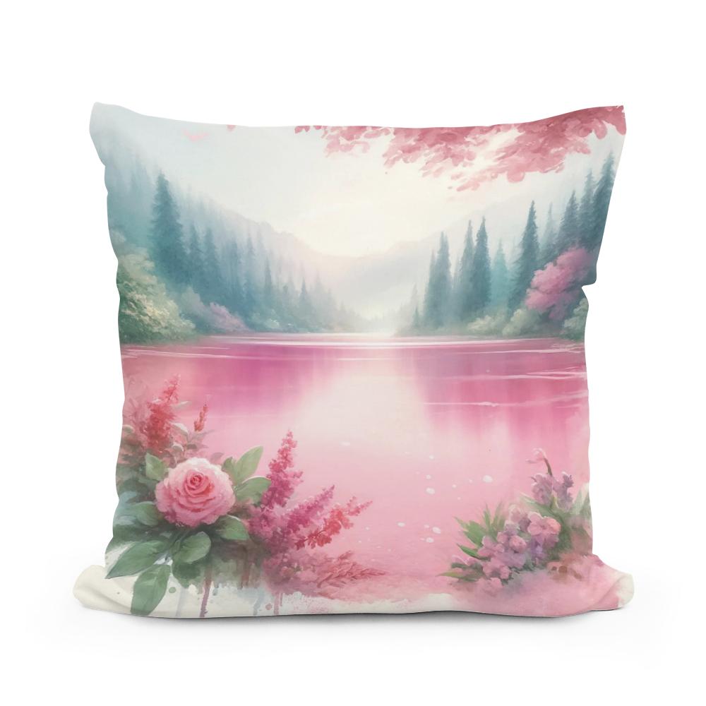 Pink Lake Serenity Cotton Cushion