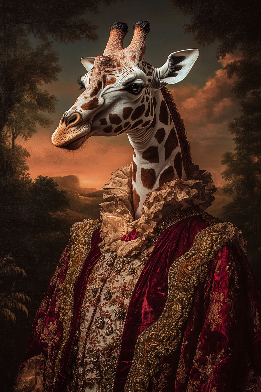 Noble Giraffe Royalty Canvas