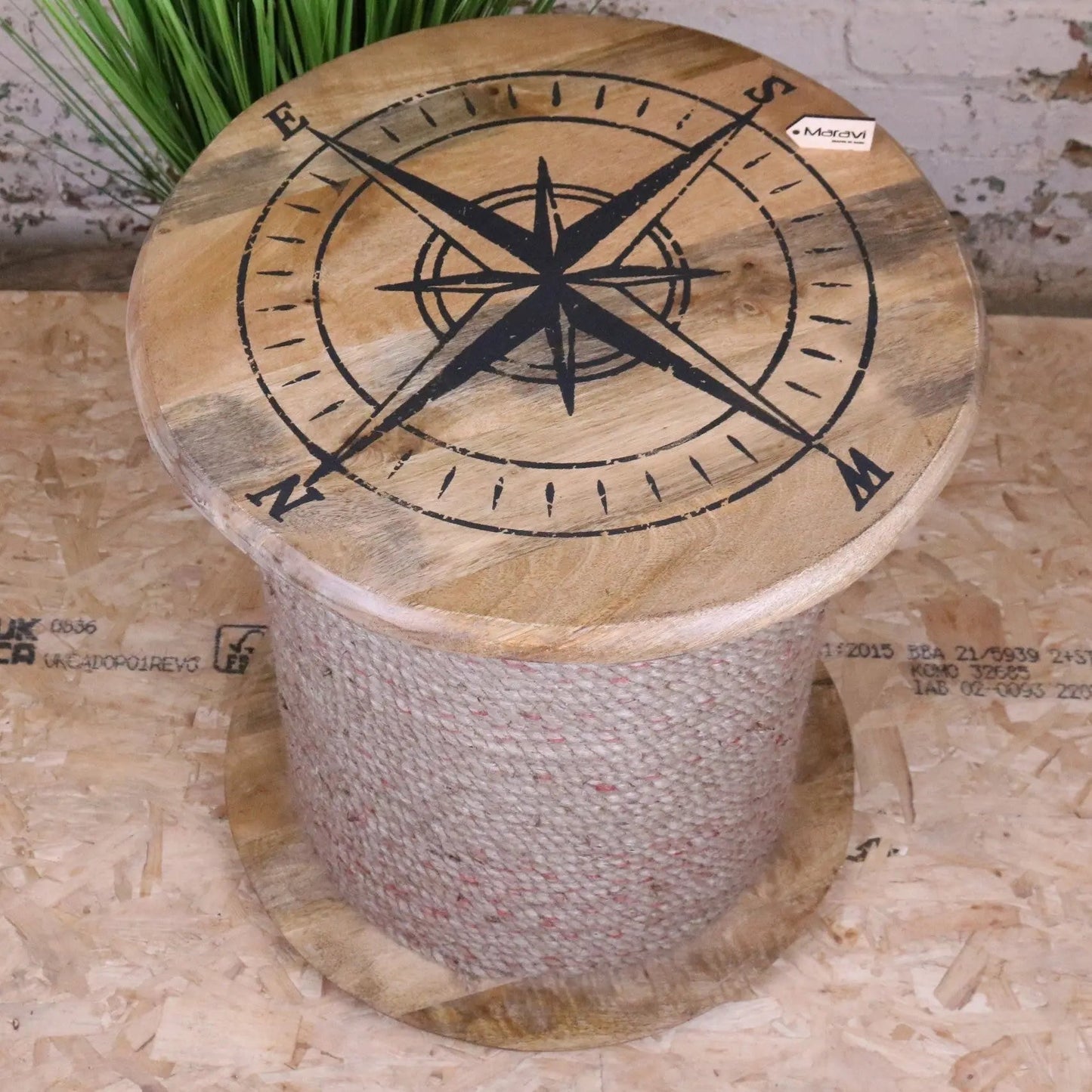 Noreya Rope Reel Nautical Table Compass Top