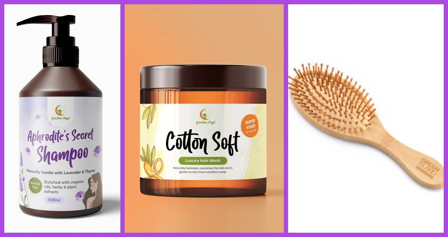 Organic and Natural NORMAL HAIR Set  - 3 Piece Treatment and Brush Set