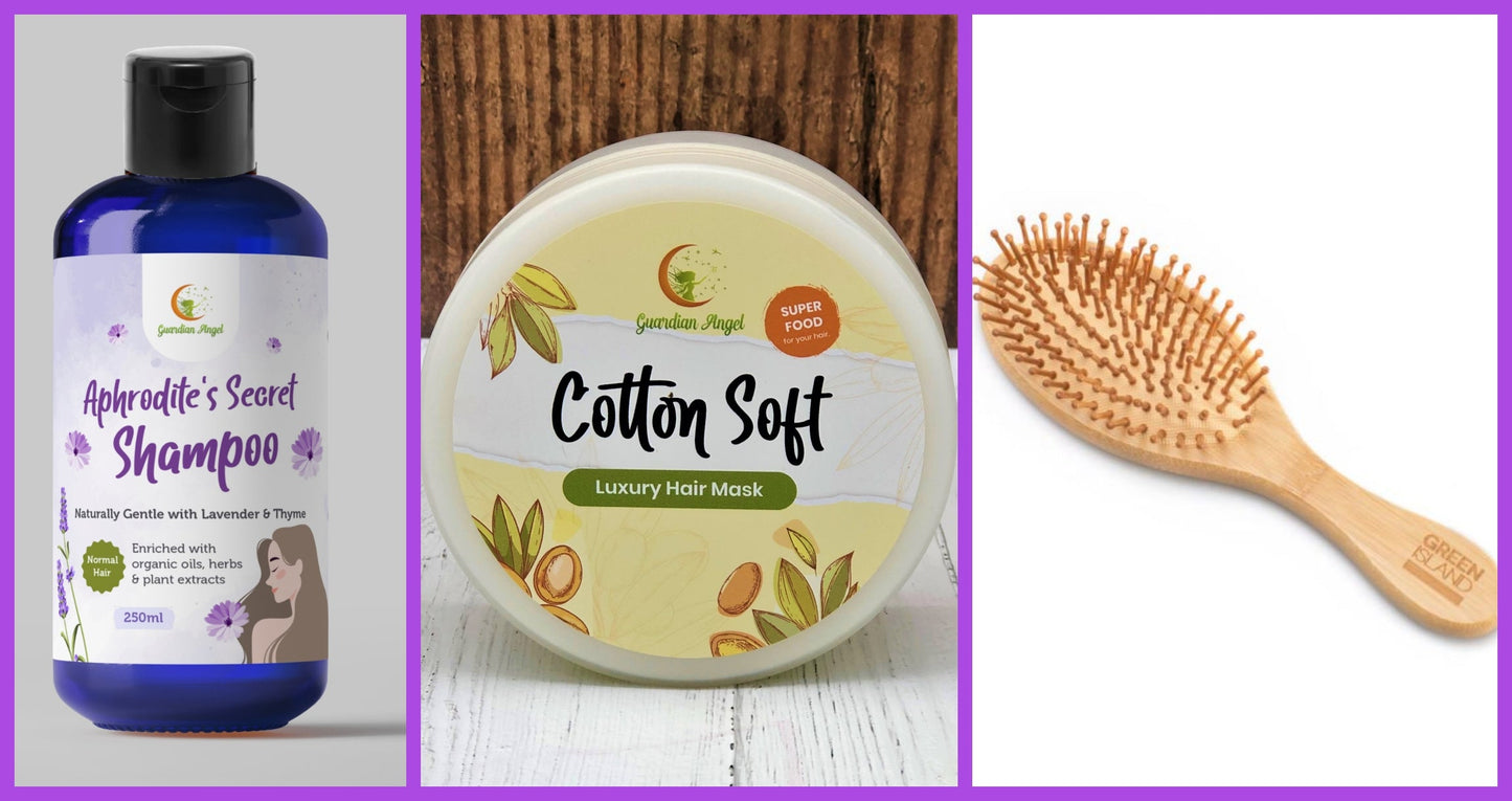 Organic and Natural NORMAL HAIR Set  - 3 Piece Treatment and Brush Set