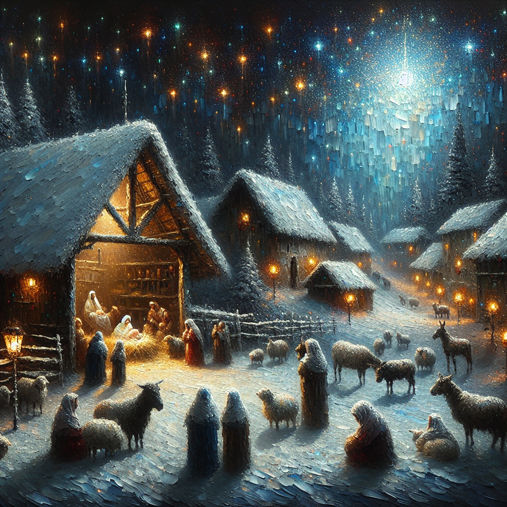 Nostalgic Nativity Night Canvas
