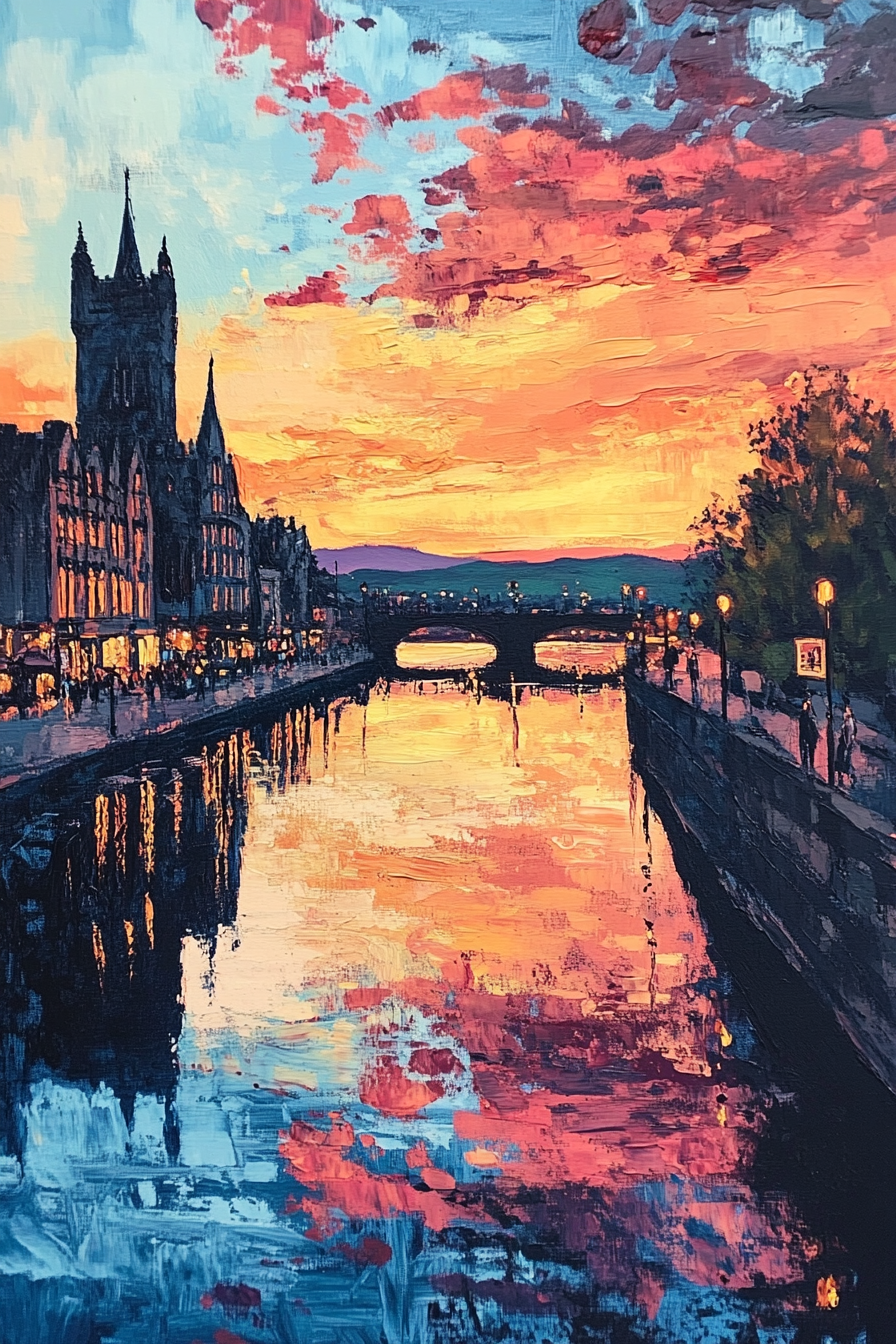 Nostalgic Sunset Over Inverness Canvas