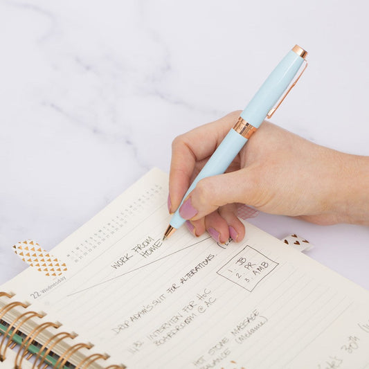 Matilda Myres | Ball Point Pen with Black Ink | Rose Gold & Blue