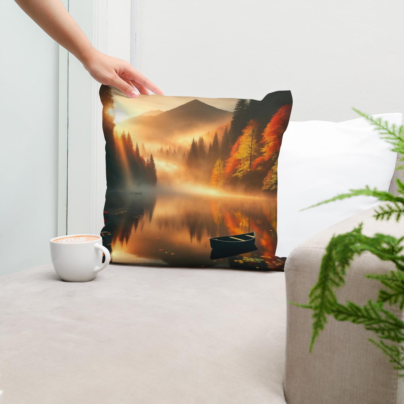 Autumn Dawn Mist Cotton Cushion