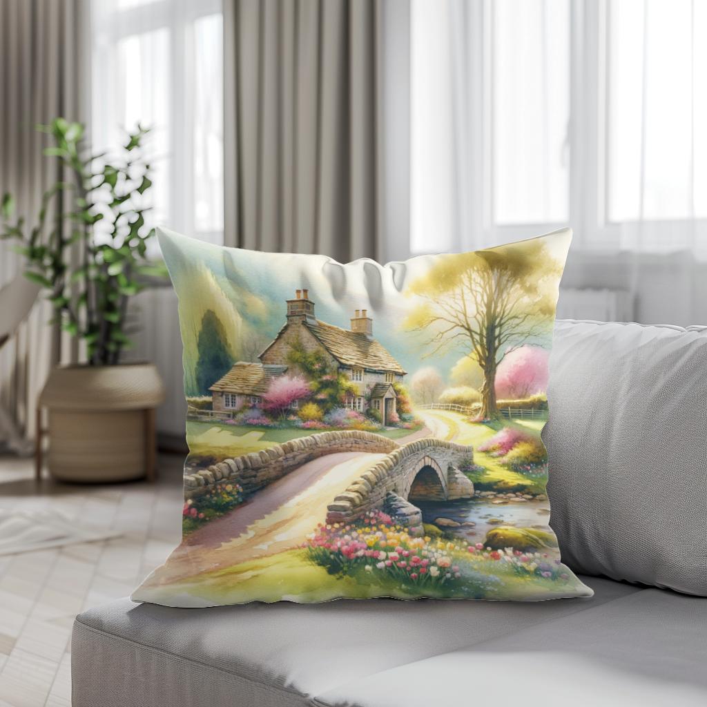 Springtime Stonebridge Retreat Cotton Cushion