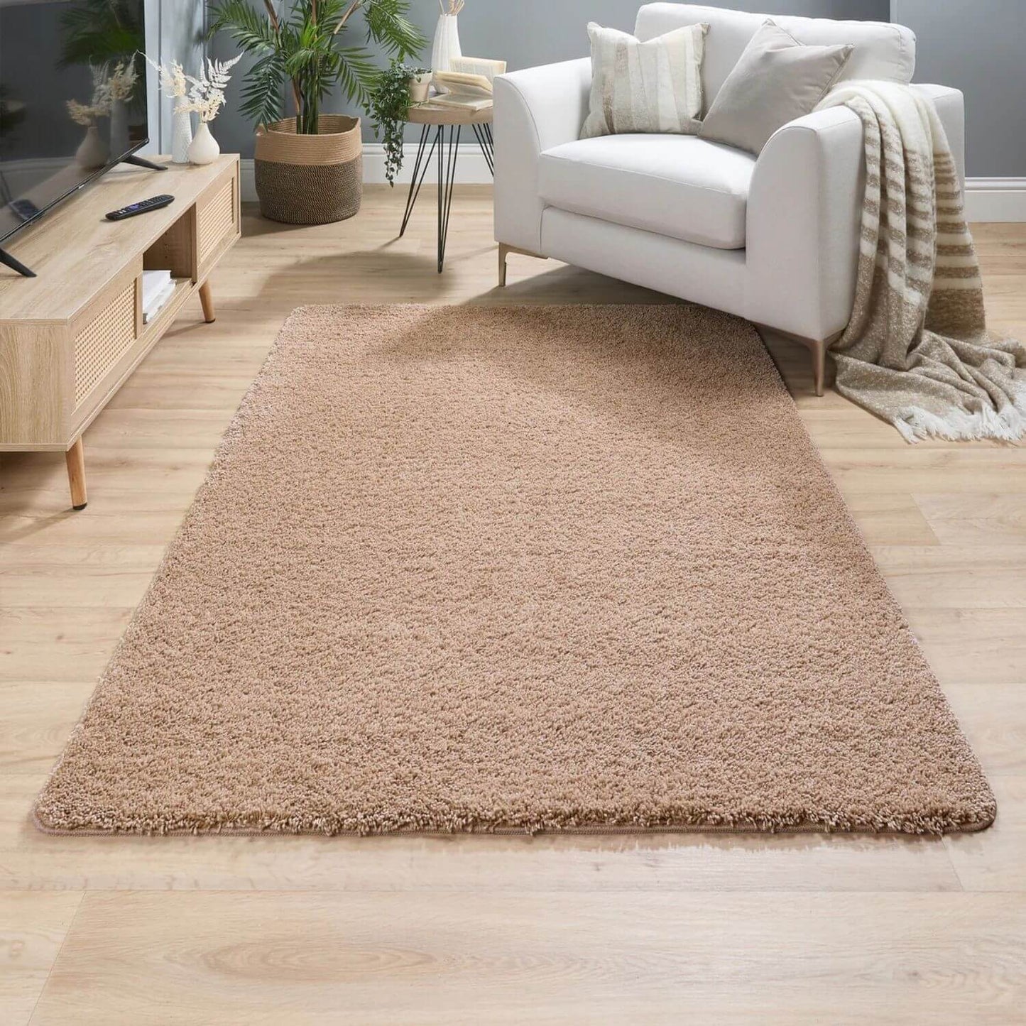 Washable Nude Pink Shaggy Rug