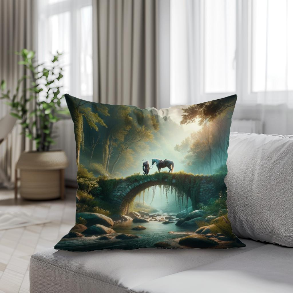 Forest Bridge Cotton Cushion