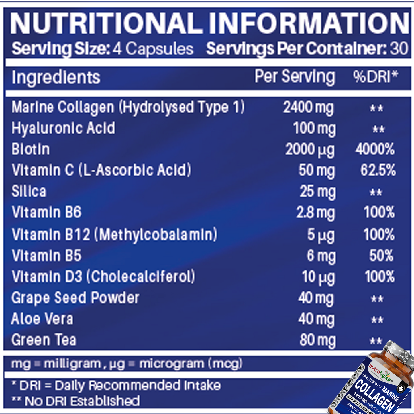 High Strength Marine Collagen Capsules 2400mg | 120 Capsules with Vitamin C, Hyaluronic Acid & Biotin | Made in UK