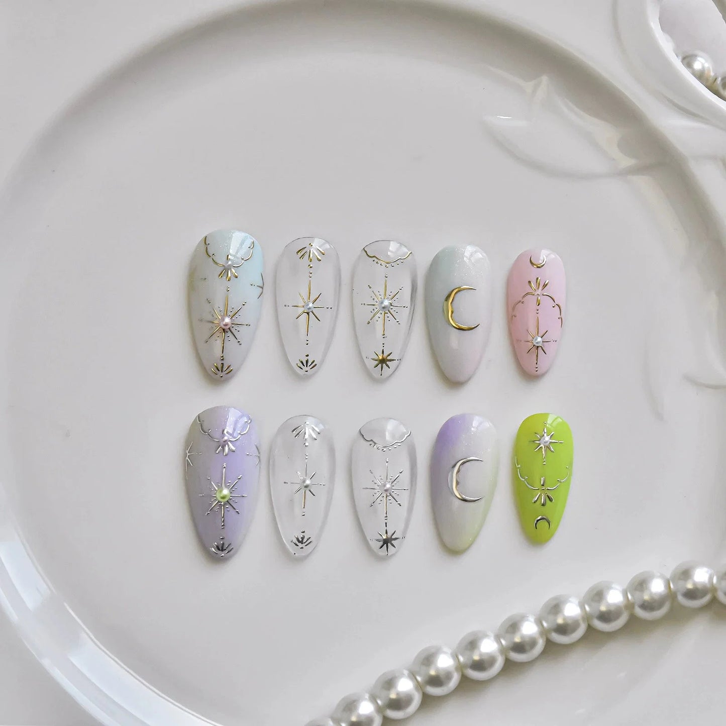 Hello Claws | Moon And Star Gold Silver Nail Deco Sticker