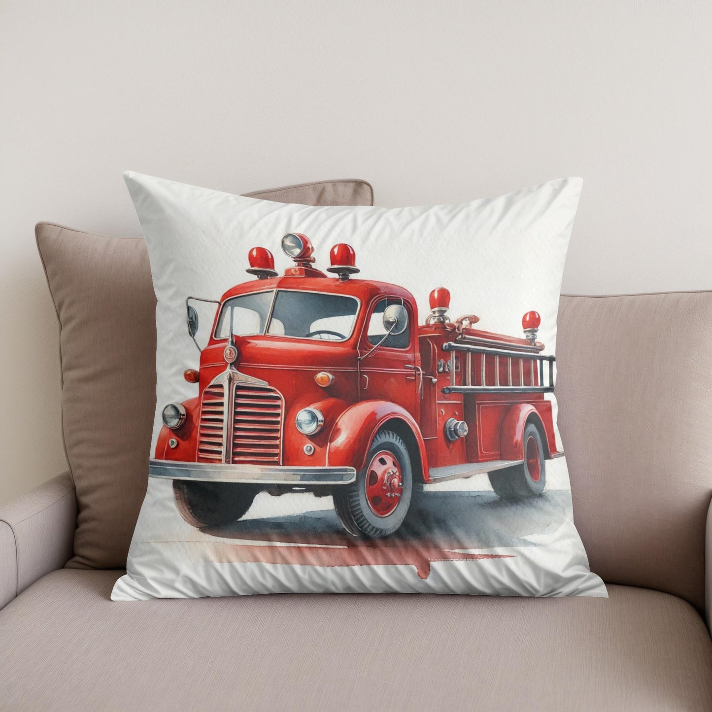 Vintage Fire Truck Cotton Cushion