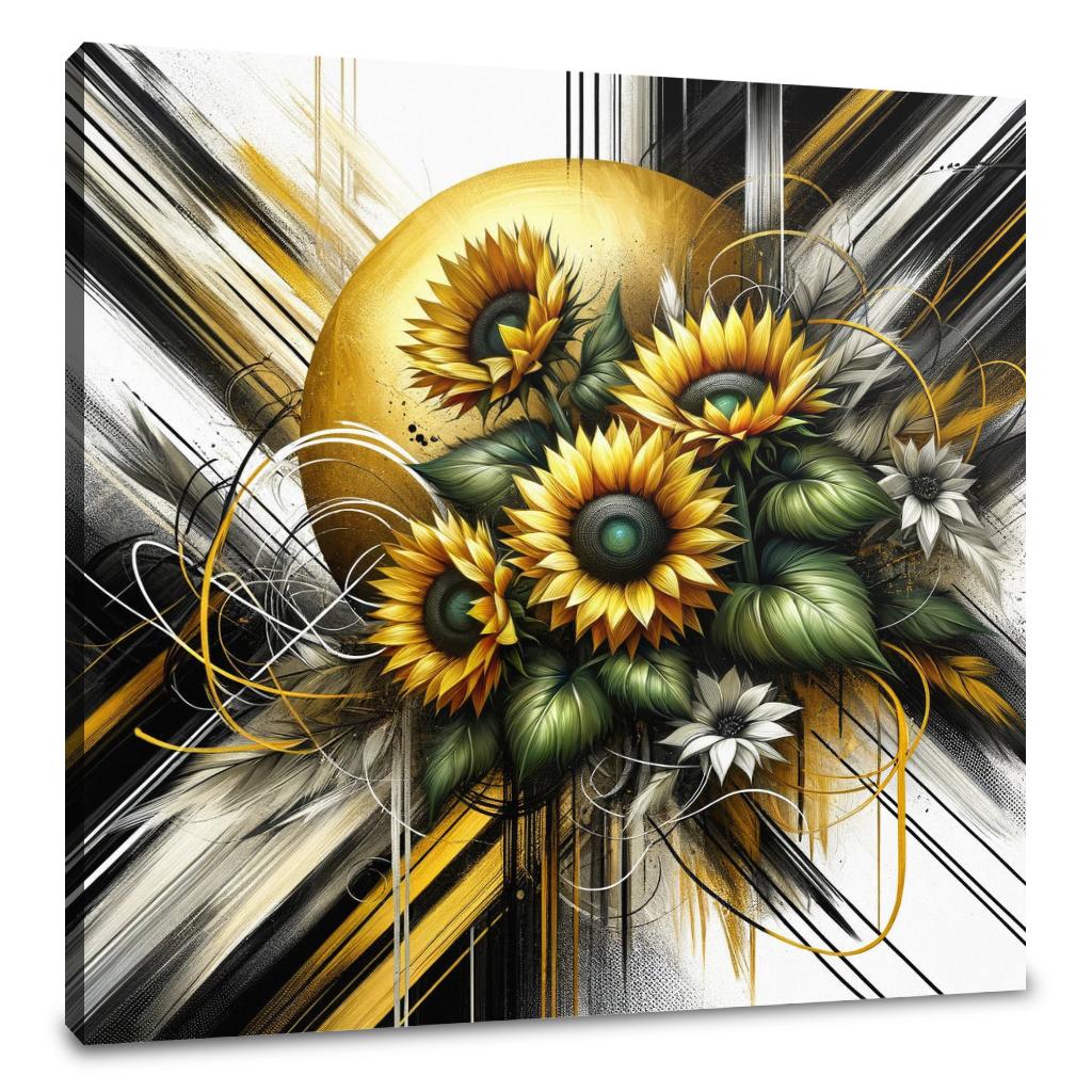 Golden Sunflower Abstract Canvas