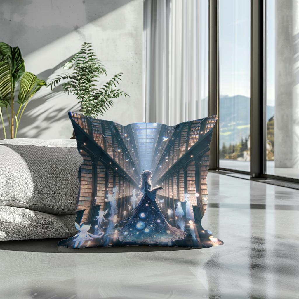 Celestial Librarian's Realm Cotton Cushion