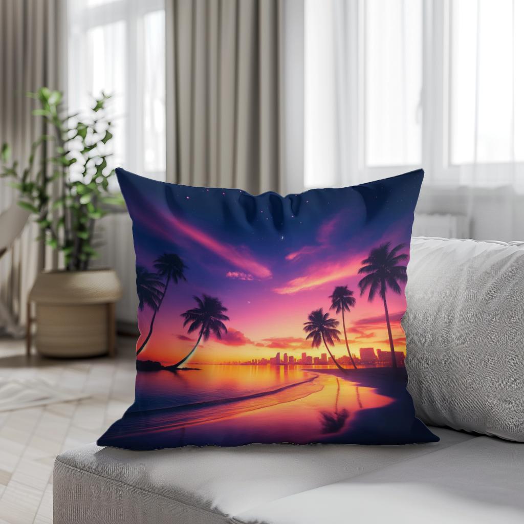 Miami Sunset Serenity Cotton Cushion