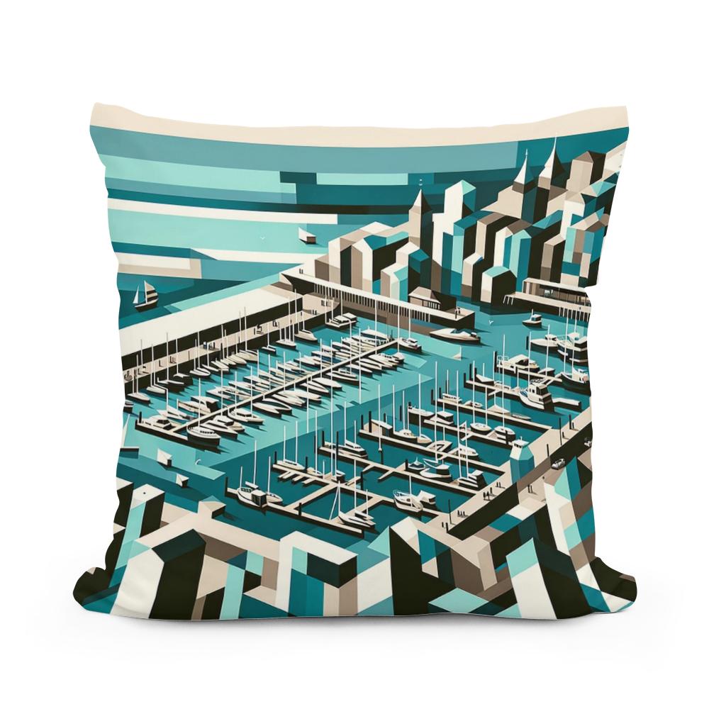 Abstract Brighton Marina Cotton Cushion