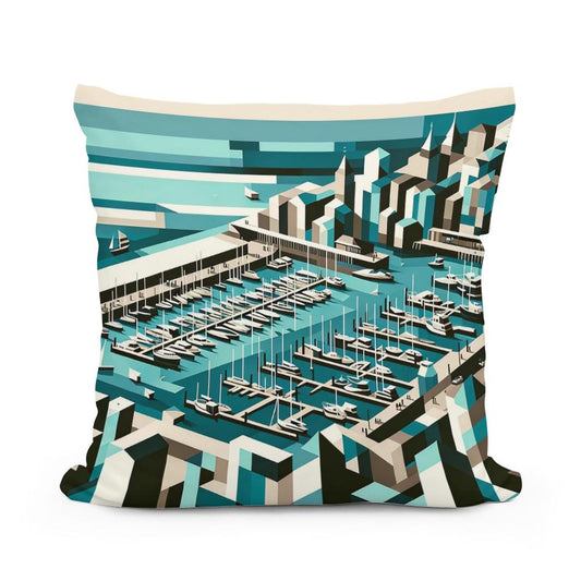 Abstract Brighton Marina Cotton Cushion