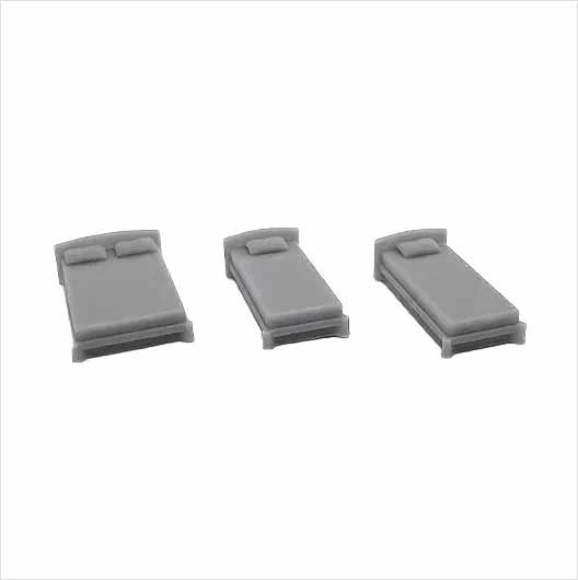 OO Scale Ready to Paint Double / Single Bed - Style 1 (3 pack)