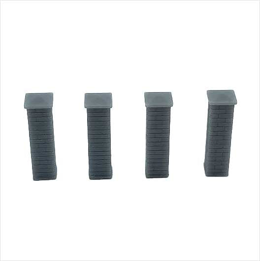 OO Scale Ready to Paint Brick Wall Pier with Pyramid-Style Caps (4 pack)
